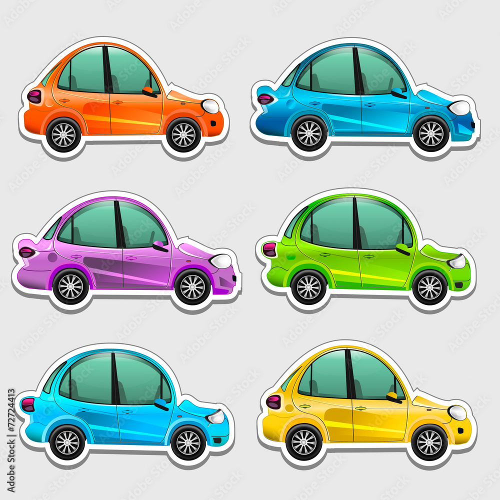 Toy cars stickers vector