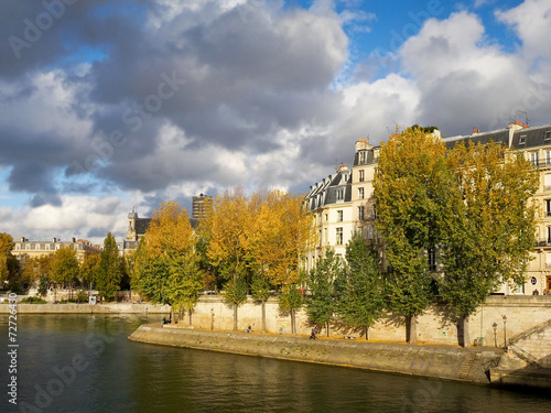 The river Seine in autumn, Paris France © Delphotostock