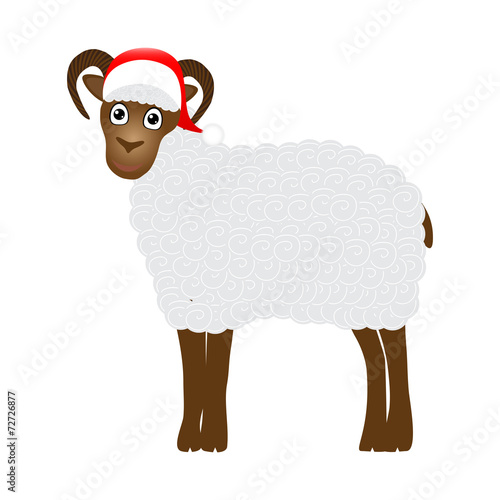 Christmas sheep on white background