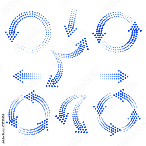 set of blue arrows from circles