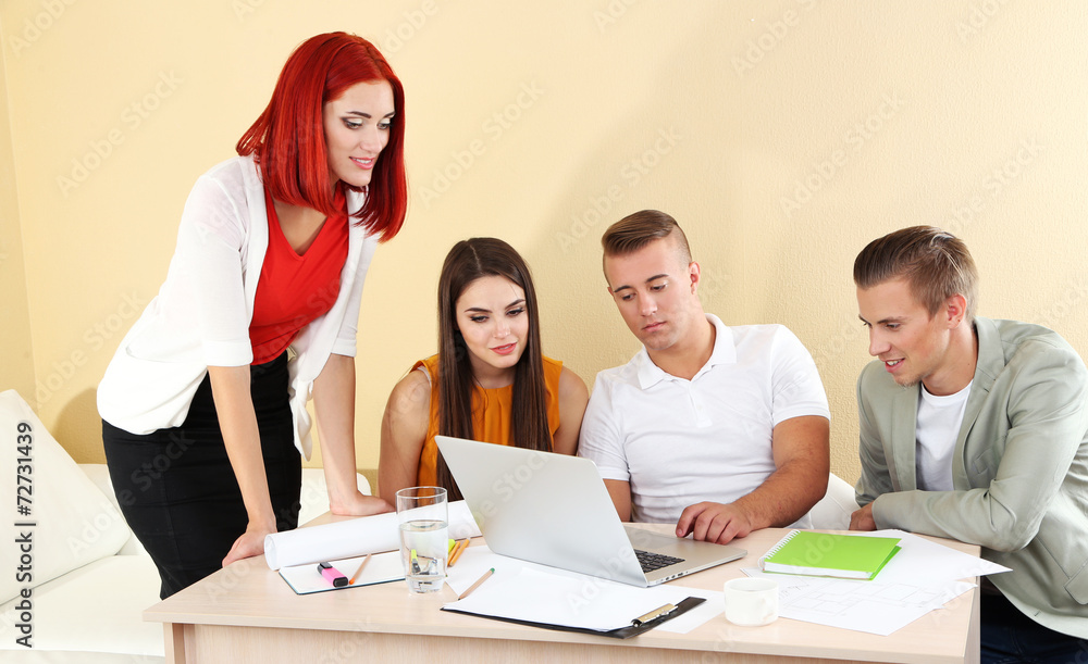 Fototapeta premium Group of people having meeting in office