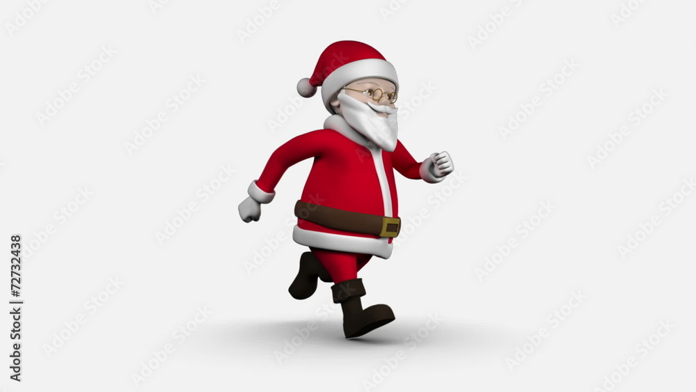 Cartoon Santa running on white background Cartoon Santa running on white background