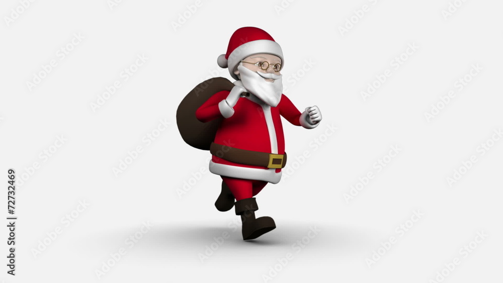Cartoon Santa running on white background Cartoon Santa running on white background