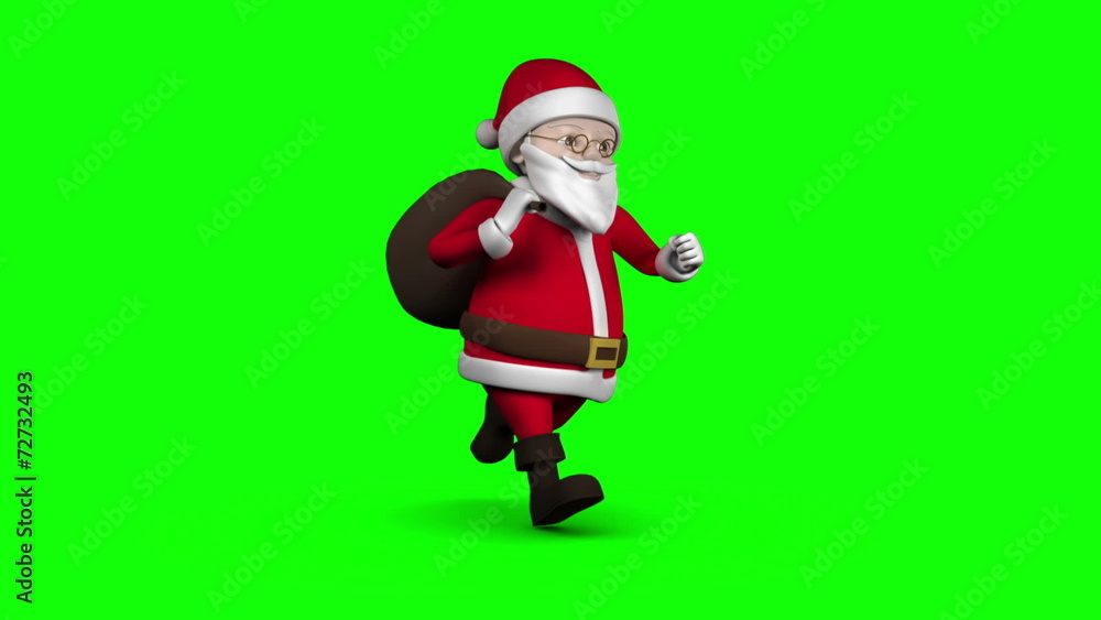 Cartoon Santa running on green background Cartoon Santa running on green background