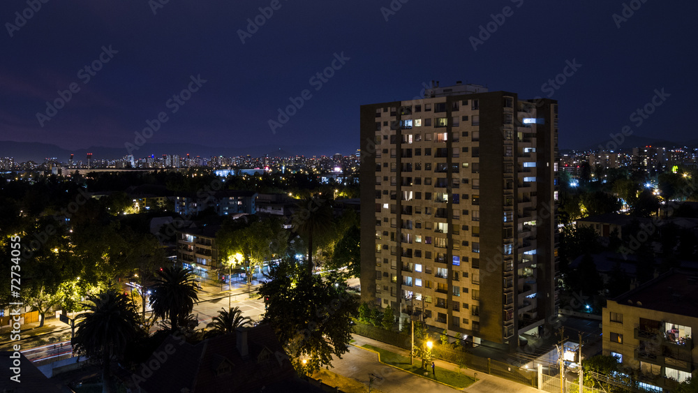 Fototapeta premium panorama notte Santiago de Chile 9