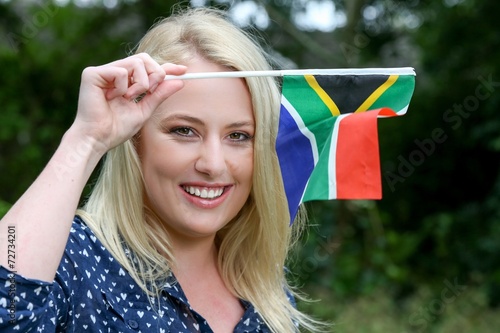 Beutiful Woman with South African Flag