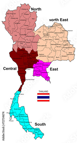 Thailand Map 5 Regions