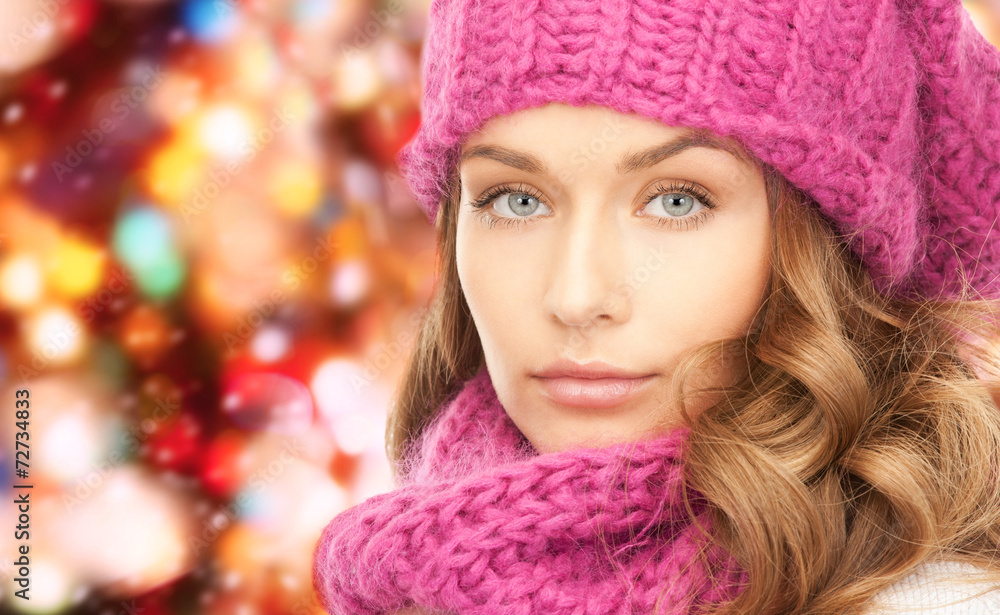 close up of young woman in winter clothes close up of young woman in winter clothes