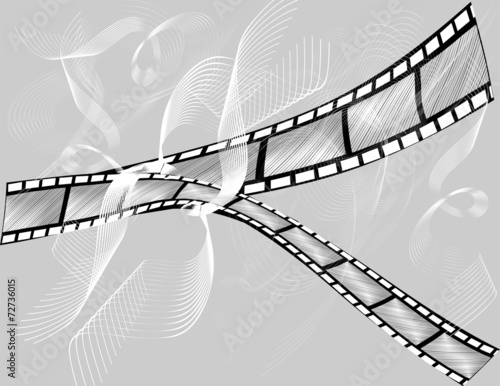 two pieces of a film on a gray background