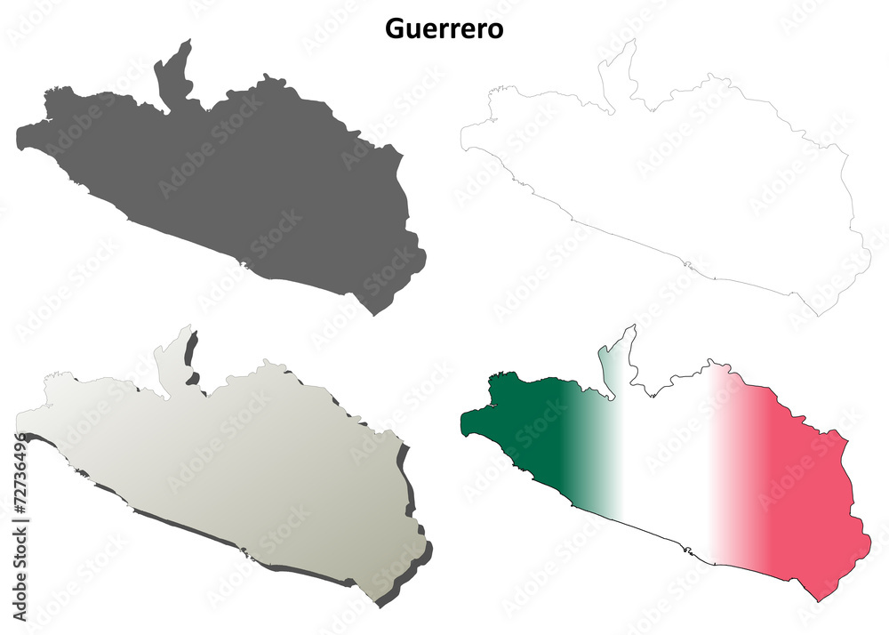 Guerrero blank outline map set