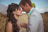 Beautiful bride and groom portrait in nature