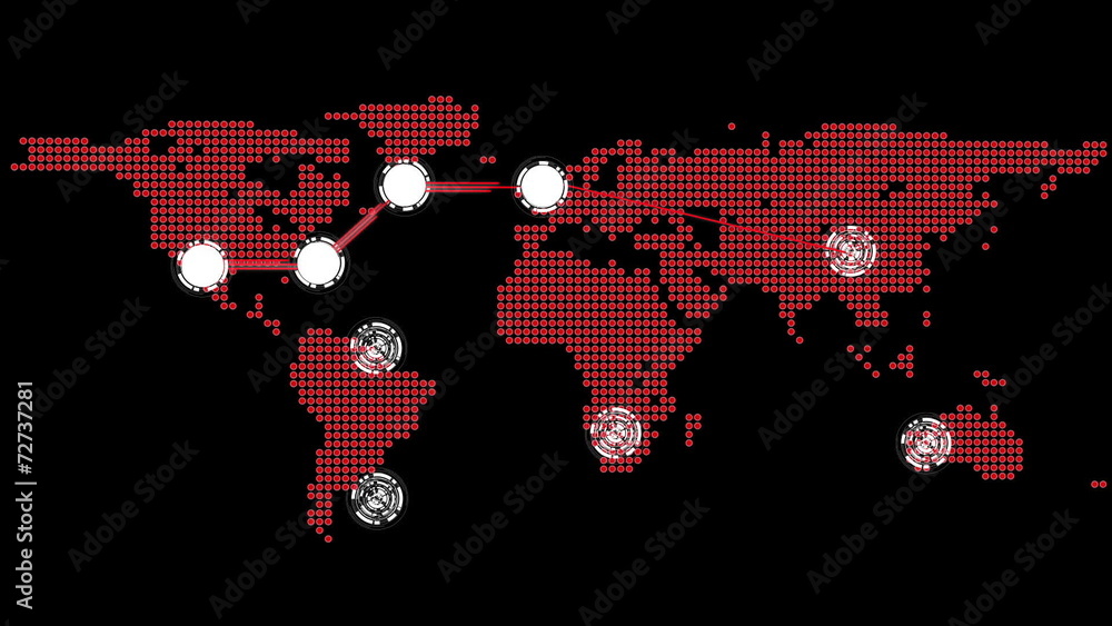 Global connections theme in red and black Global connections theme in red and black