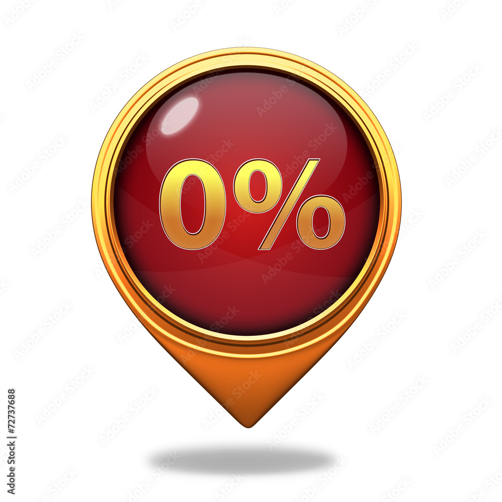 Zero percent pointer icon on white background Zero percent pointer icon on white background