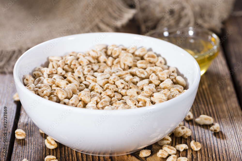 Bowl with puffed wheat