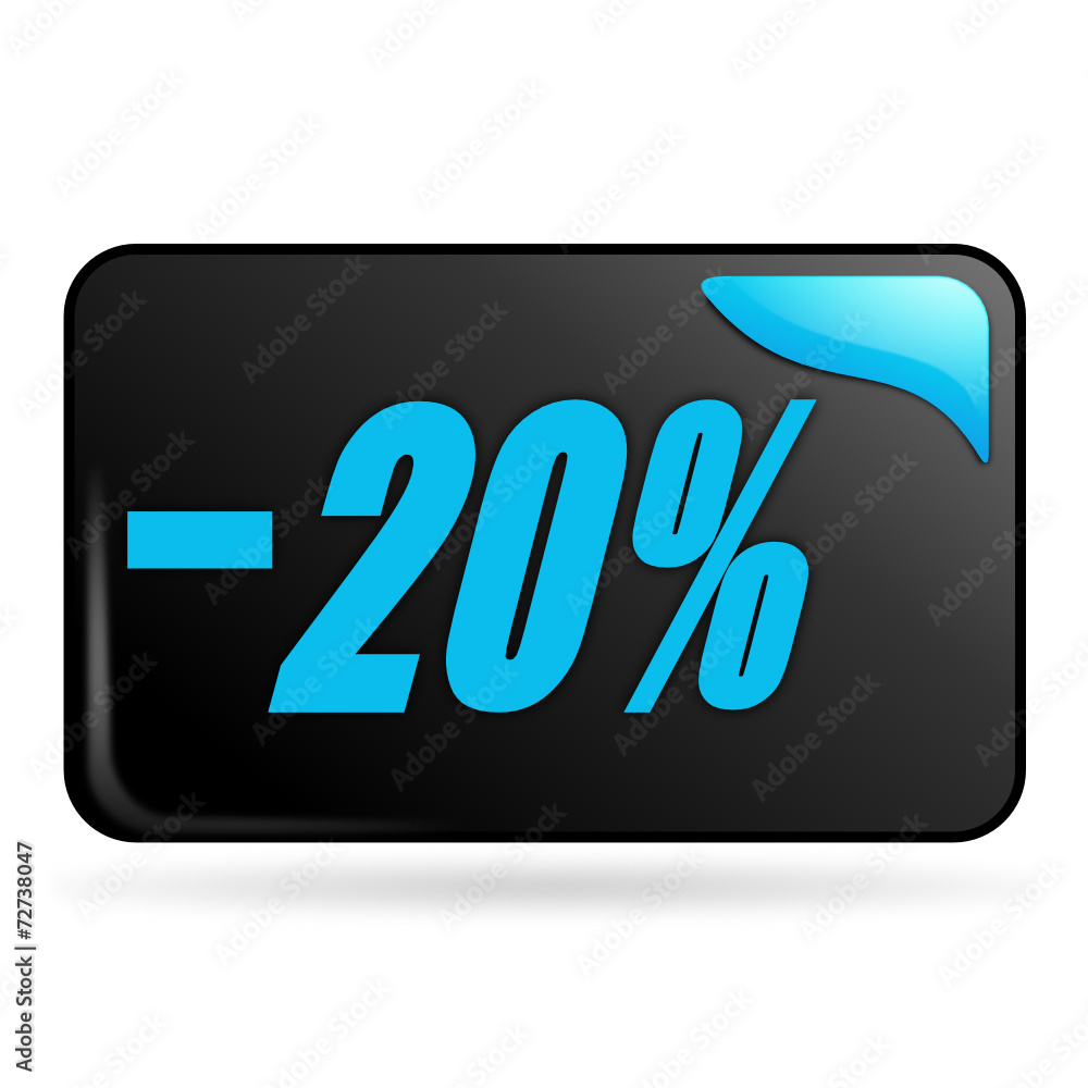 moins 20 pour 100 sur bouton web rectangle bleu moins 20 pour 100 sur bouton web rectangle bleu