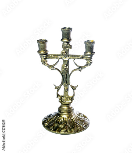 Christian candlestick isolated on white background