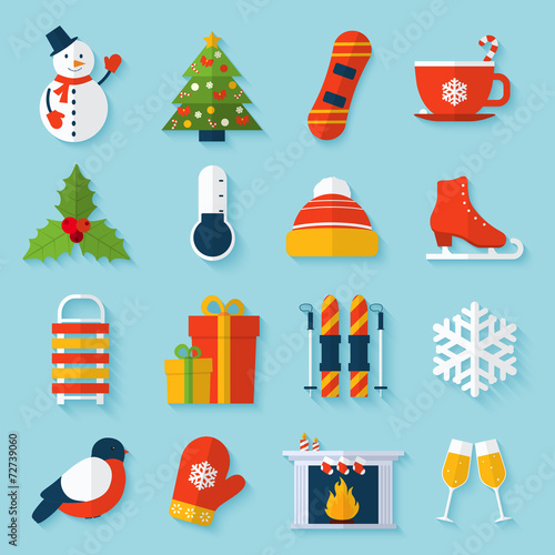 Winter stickers set