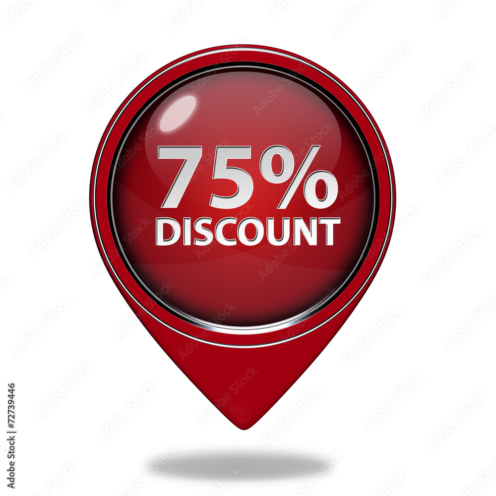 Discount 75 pointer icon on white background Discount 75 pointer icon on white background