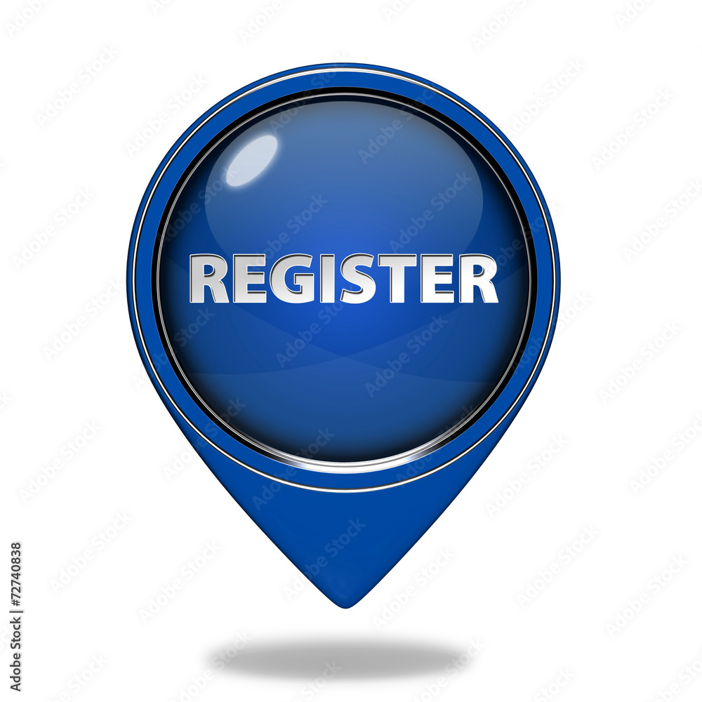 register pointer button on white background register pointer button on white background