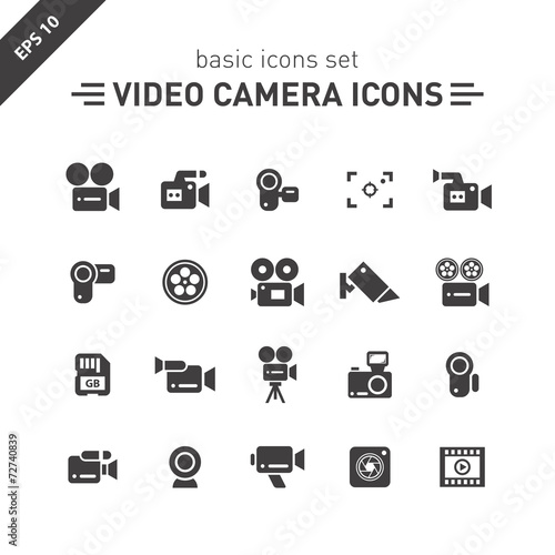 Video camera icons set.