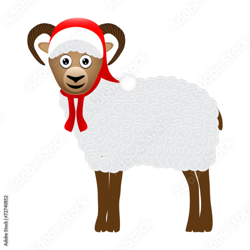 Christmas sheep on white background