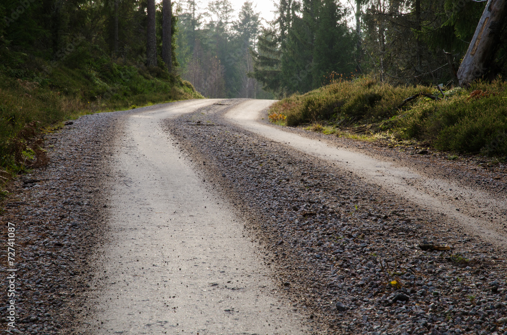 Gravel road at the top of a hill