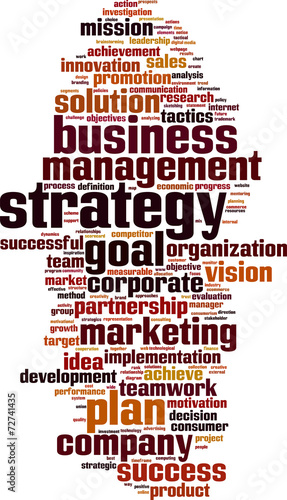 Strategy word cloud concept. Vector illustration