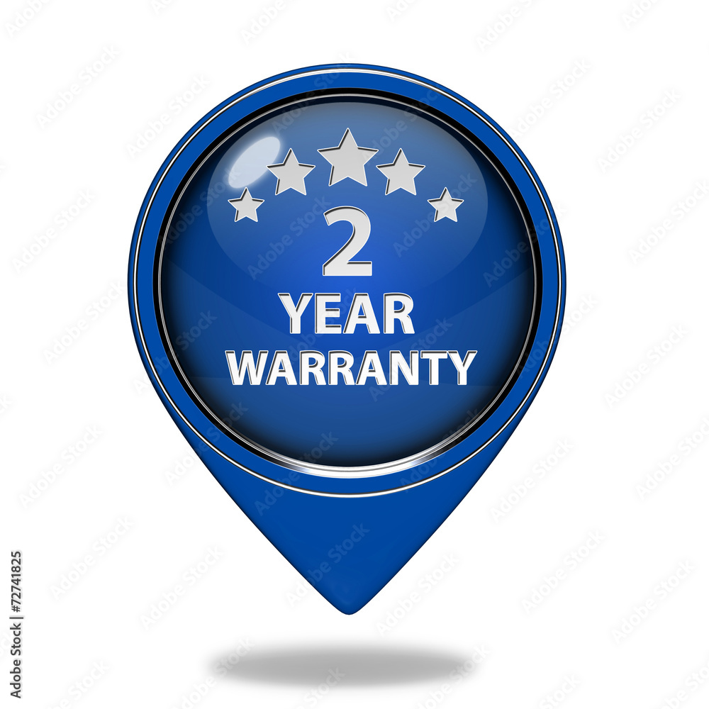 Two year warranty pointer icon on white background Two year warranty pointer icon on white background