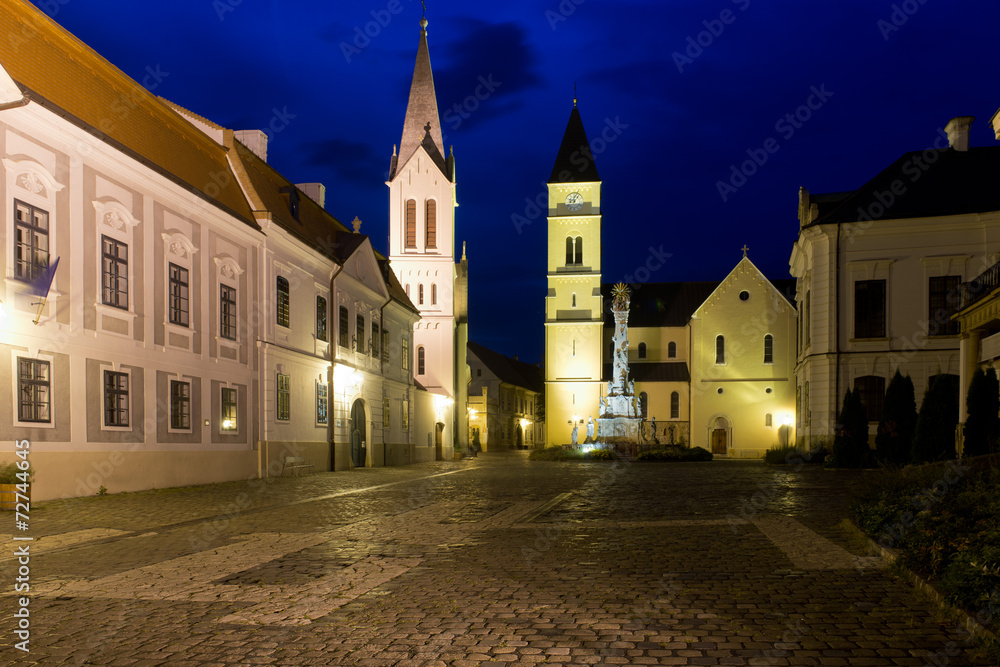 Night view of old town in Veszprem