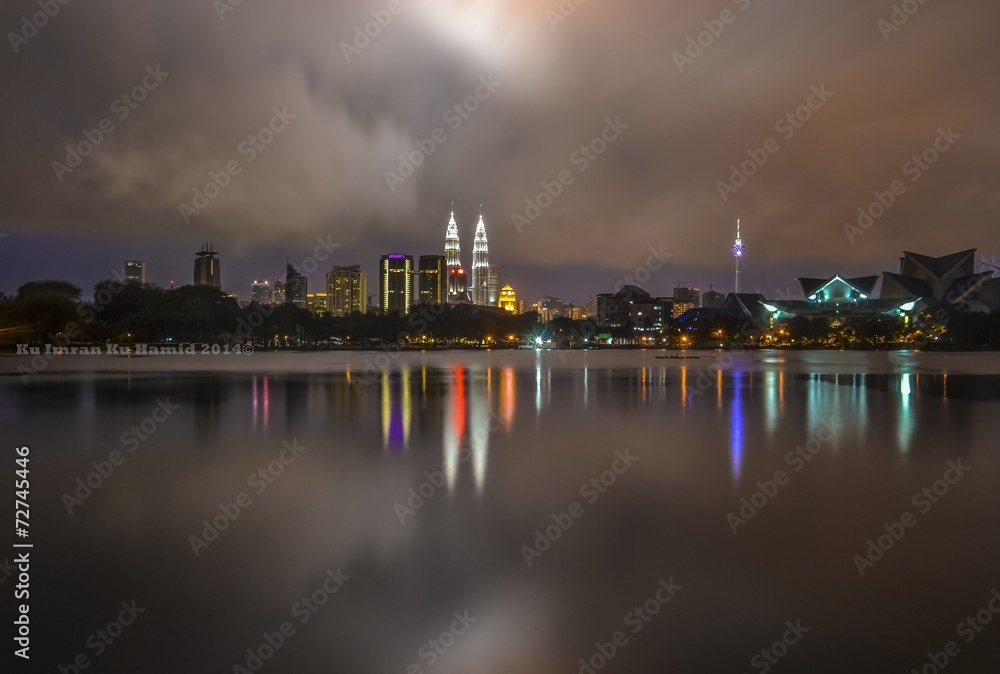 Kuala Lumpur in Cloudy Glowing Night