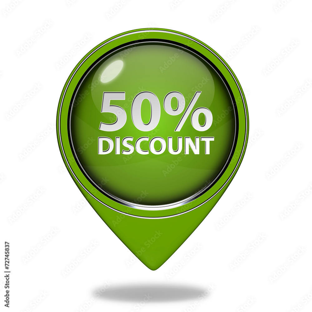 Discount 50 pointer icon on white background Discount 50 pointer icon on white background