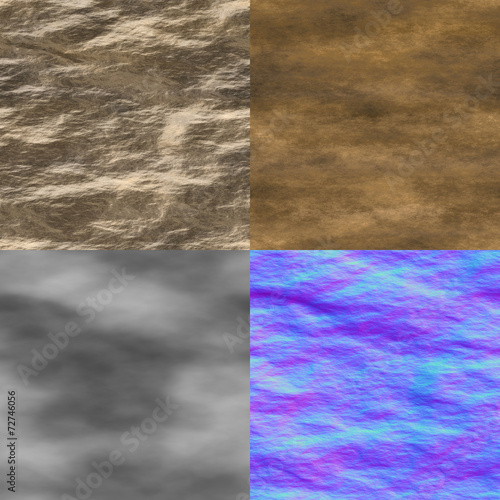 Wet stone seamless generated texture (with diffuse, bump and nor