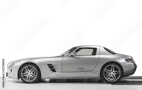 Sport car side view isolated on white background