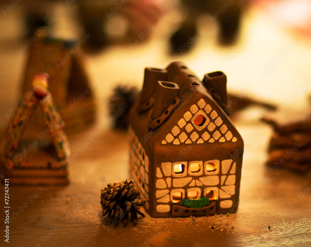fairy Christmas house cake with candle fairy Christmas house cake with candle