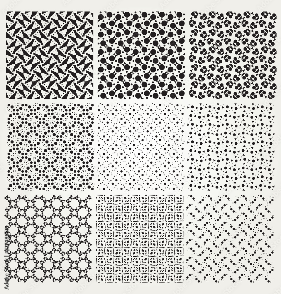 Vector set of eight seamless patterns.