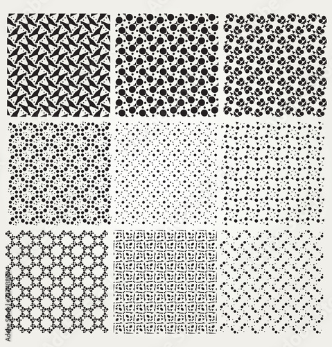 Vector set of eight seamless patterns.