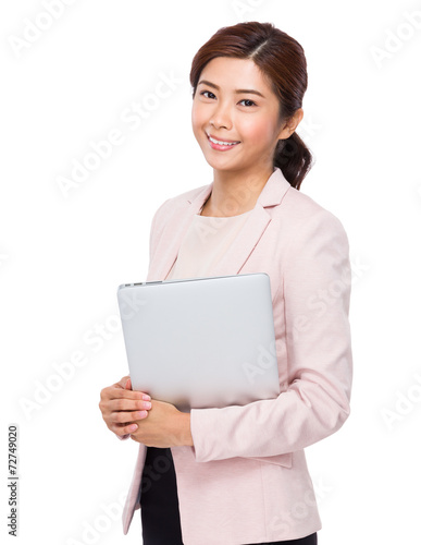 Businesswoman hold with notebook