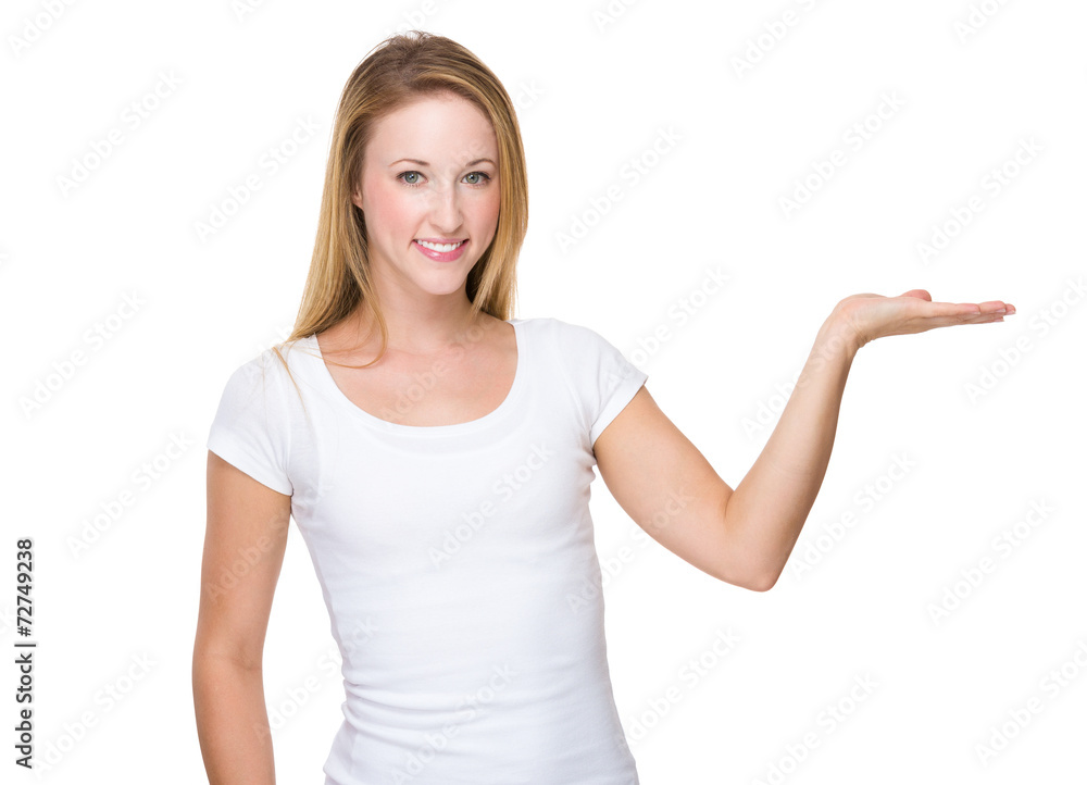 Woman with open hand palm Woman with open hand palm