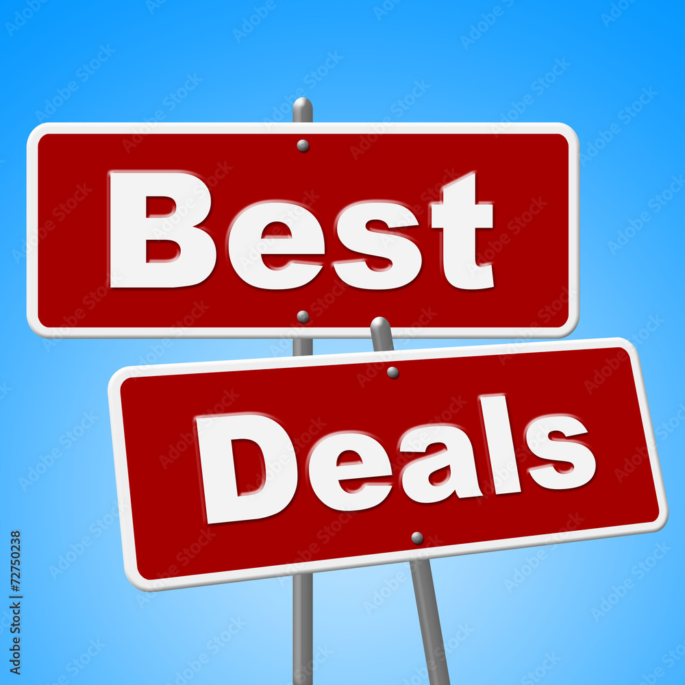Fototapeta premium Best Deals Signs Shows Cheap Promotion And Sales