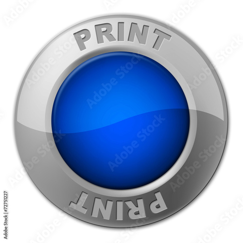 Schilderij op canvas Print Button Represents Reprint Placard And Printer