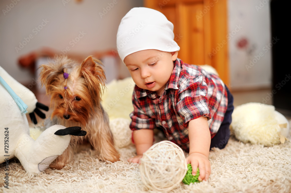 kid and dog