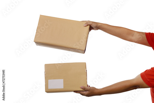 Holding Brown Package Box © Leo Lintang