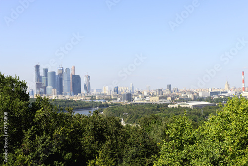 view of Moscow and skyscrapers from Vorobёvyh mountains