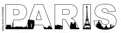 Typography Paris Skyline Silhouette