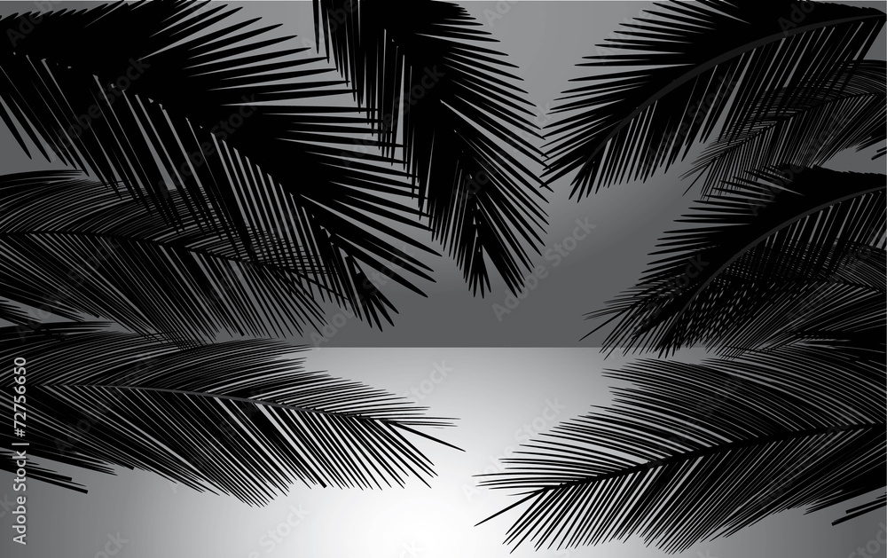 Obraz premium beach sunset with palms vector illustration