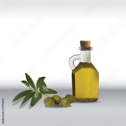 Olive oil and branch vector illustration