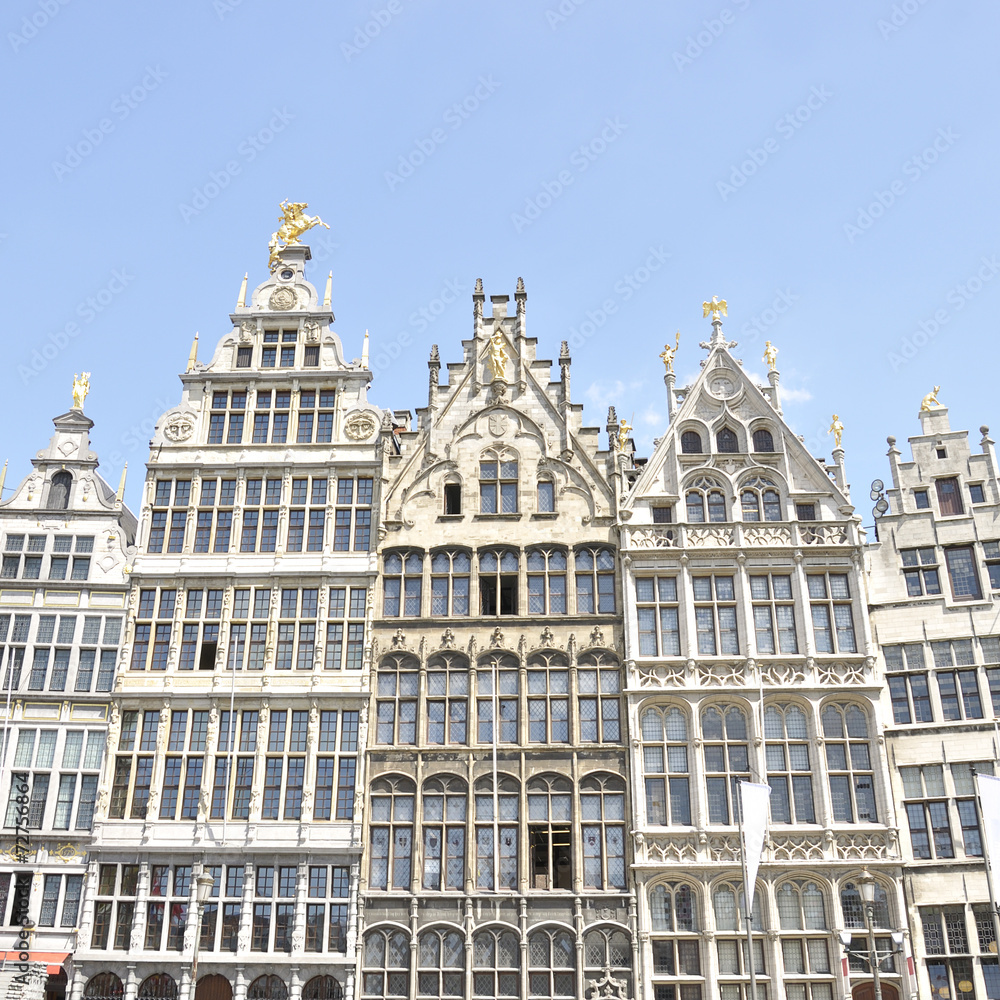Guildhouses at Grote Markt in Antwerp, Belgium