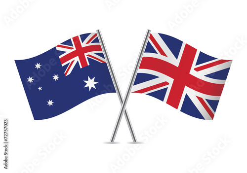 British and Australian flags. Vector illustration.