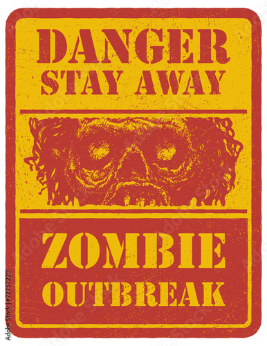 Zombie. Warning sign. Hand drawn. Vector illustration eps8