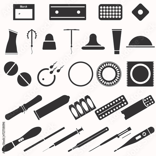 All modern types and contraception methods. Icons.